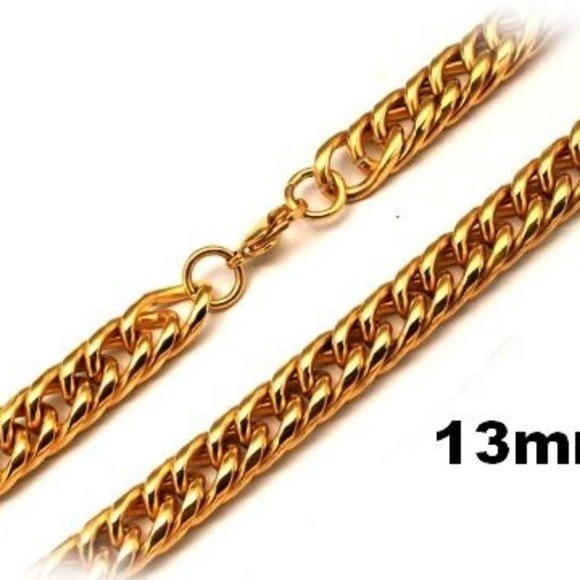 316L‎ stainless steel gold tone necklace 23 1/2 inches long